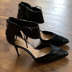 Gianni Bini Ankle Wrap Calf Hair Reptile Heels